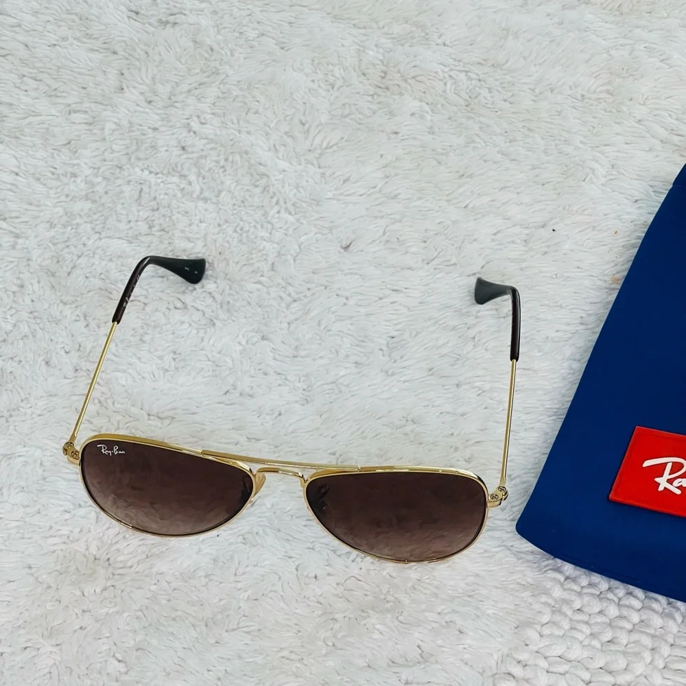 Ray-Ban Toddler Aviator Sunglasses Gold Frame Brown Lenses Baby Kids - Picture 7 of 11
